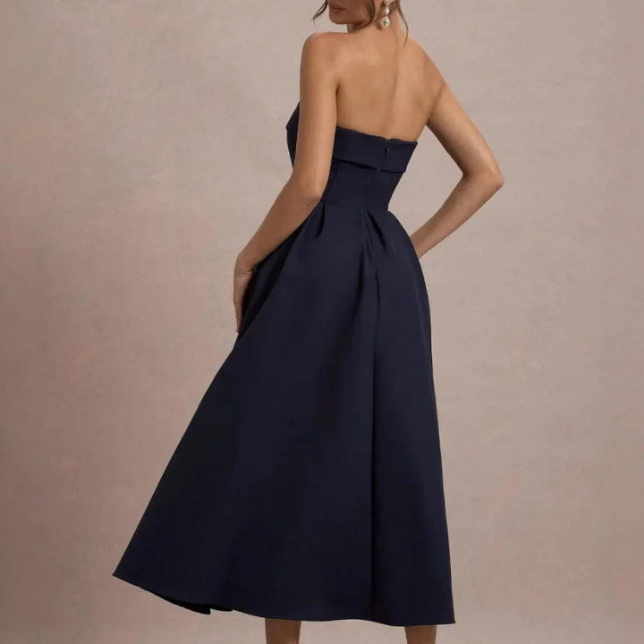 Elegant strapless midi dress - Sandra