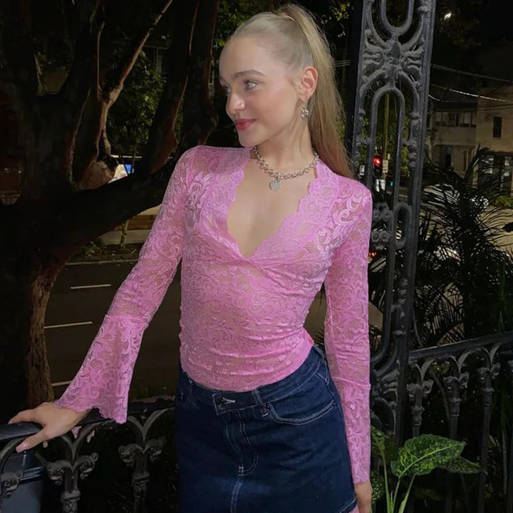 Lace V-Neck Shirt - Sonia