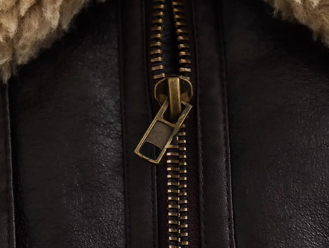 Leather Coat with Fur Lining - Candy