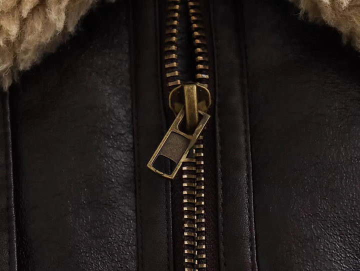 Leather Coat with Fur Lining - Candy