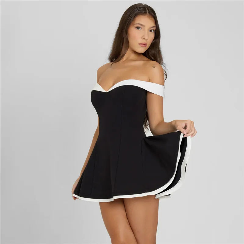 Mini A-line dress with off-shoulder - Margo