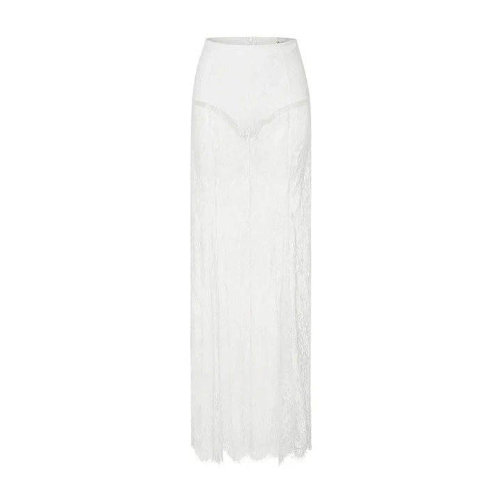 Elegant two-piece set strapless top and maxi lace skirt - Juline