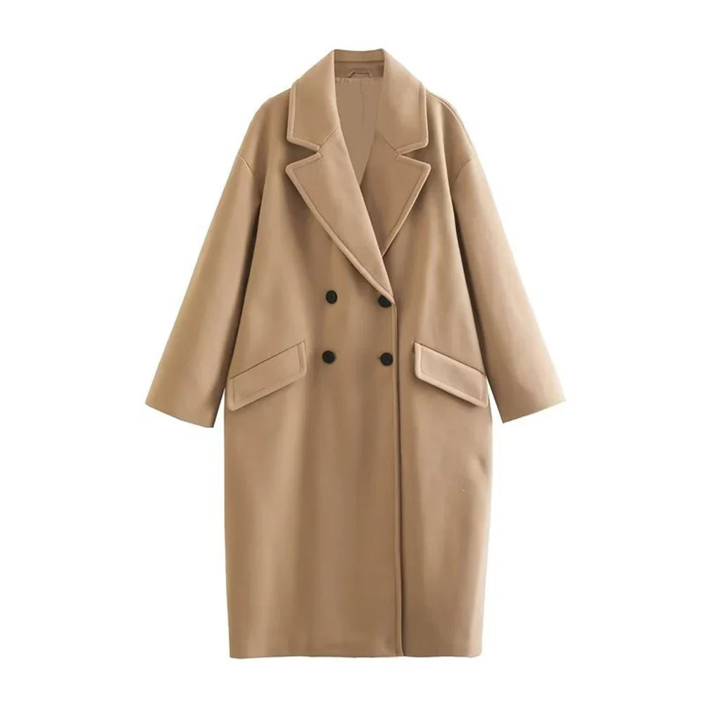 Long Tailored Wool Coat with Button Details - Paris