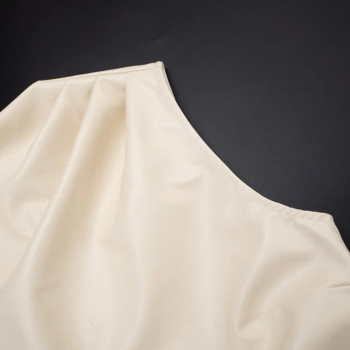 Mini Faux Leather Dress with Pleats Design - SIERA