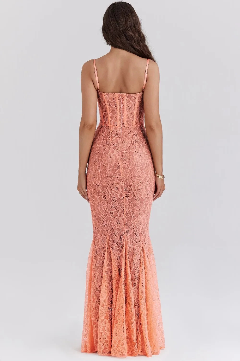 Lace Mermaid Maxi Dress with Corset Design - Jazlyn