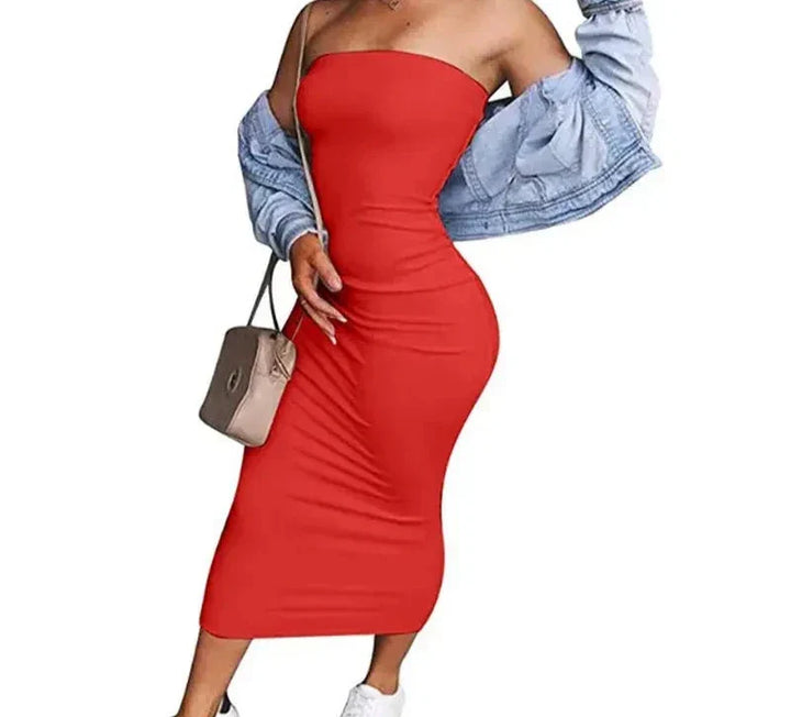 Fitted Strapless Midi Dress in Shaping Fabric - Or Li