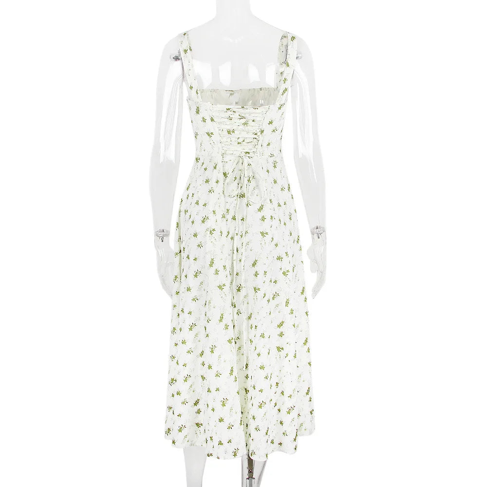 Summer Midi Dress with Rustic Design and Slit Decoration - Angelica