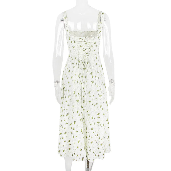 Summer Midi Dress with Rustic Design and Slit Decoration - Angelica