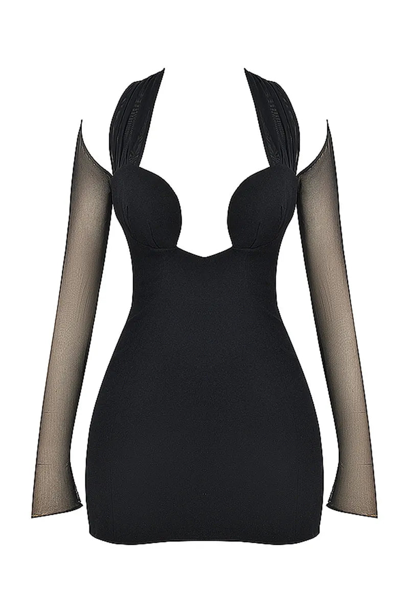 Fitted mini dress with chiffon sleeves - Laila