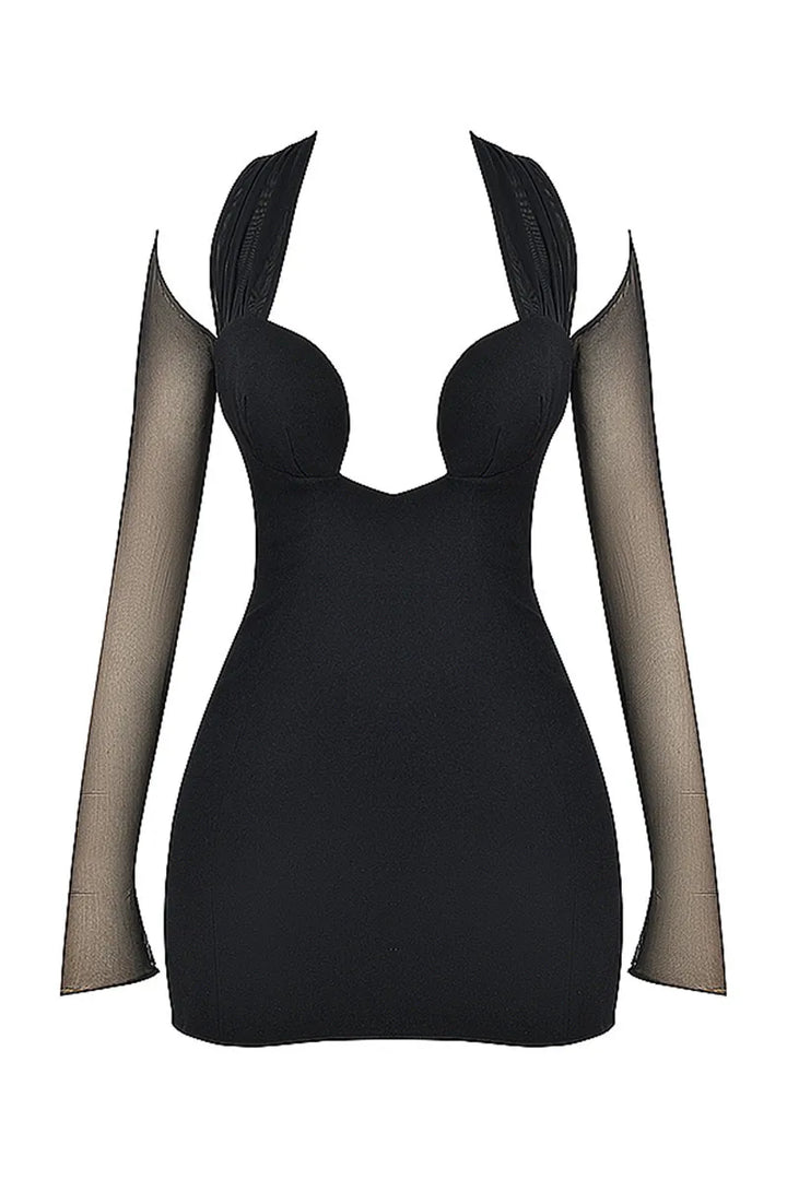 Fitted mini dress with chiffon sleeves - Laila