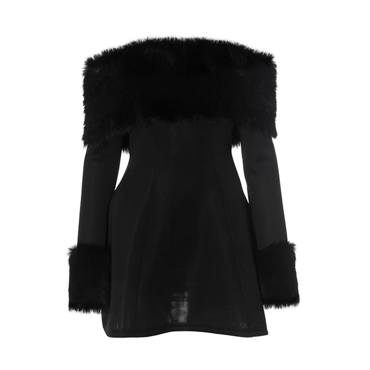 Off-shoulder A-line mini dress with feather fur detail - Ira