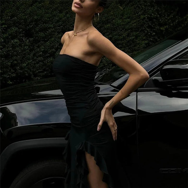 Strapless Dress with Coral Decoration - Joanna