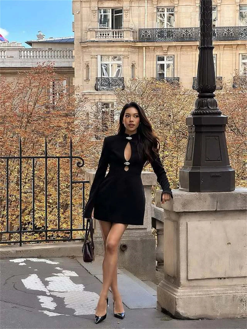 Tailored mini dress with openings and buckles design - DANI