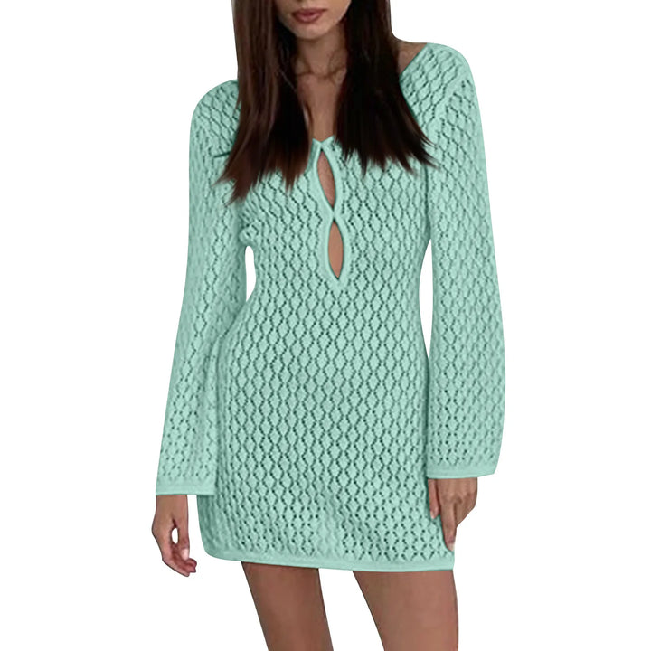 Knitted Mini Beach Dress with Open Back - Keira