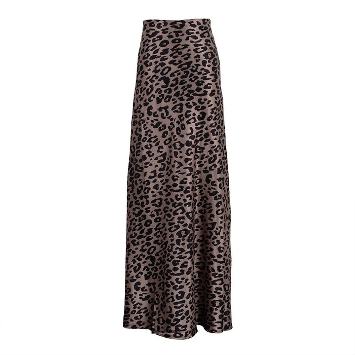 Leopard print satin maxi skirt - TAY