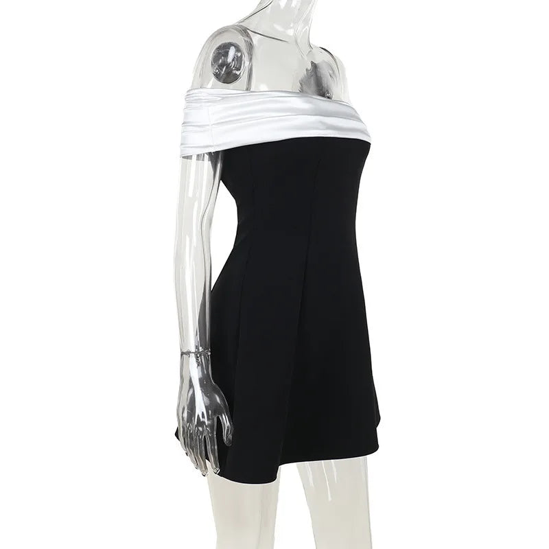 Mini dress with satin off-shoulder straps - Sia