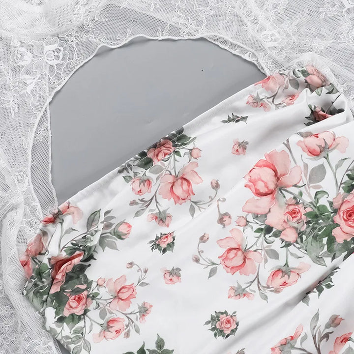 Floral mini dress with lace decoration - Sigal