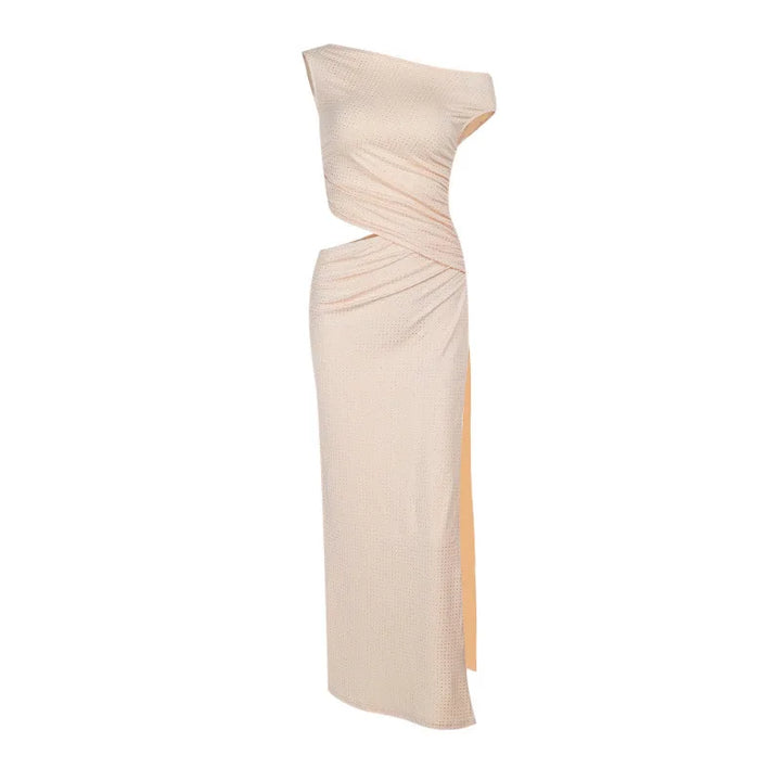 Maxi Dress with Glittering Sequins, Cutout and Slit Design - Orina