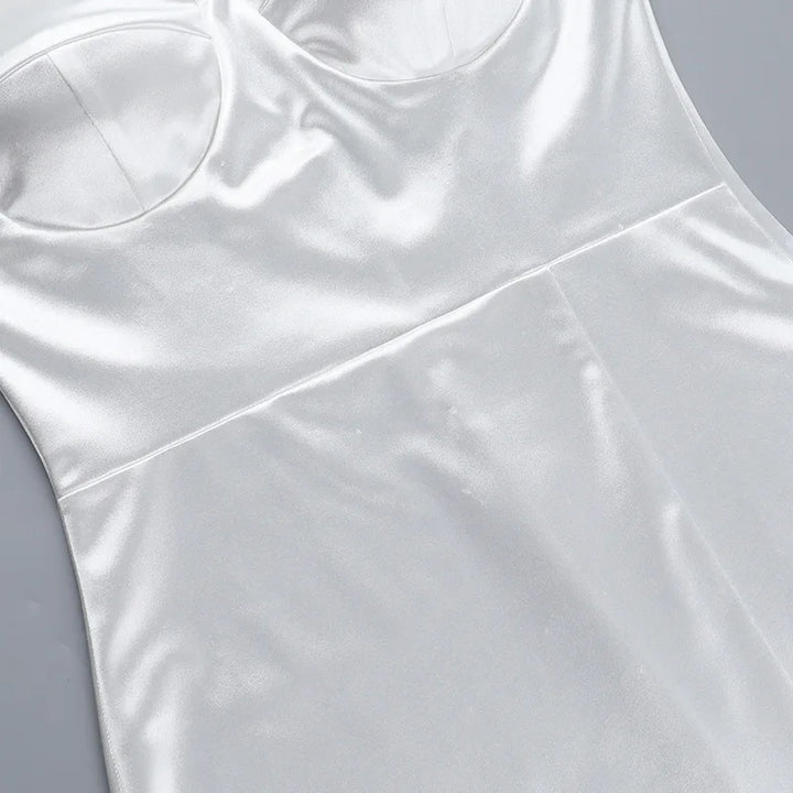 Mini Satin Dress with Slit Detail - Ant