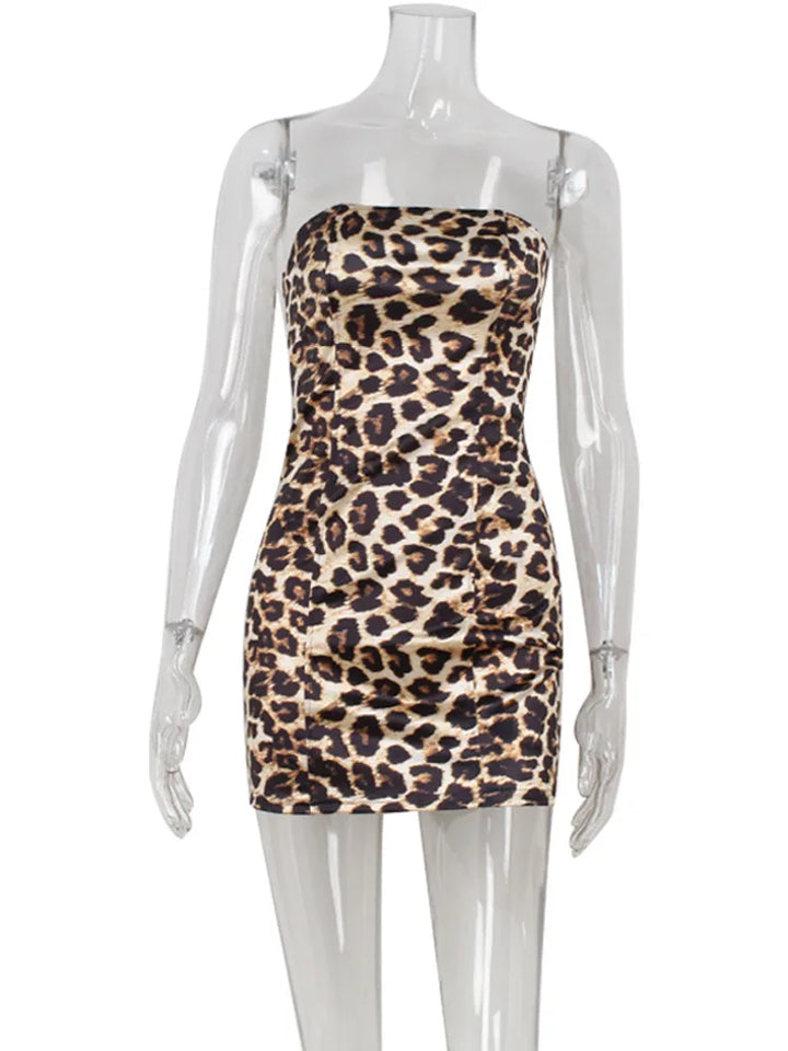 Fitted Strapless Leopard Print Mini Dress - LIONA