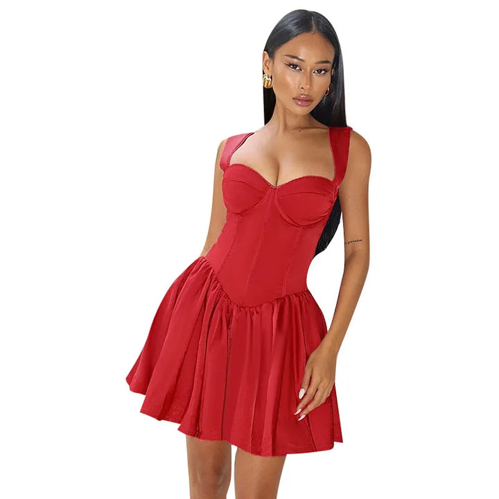 Mini A-Line Dress with Back Tie and Bow Detail - Demi