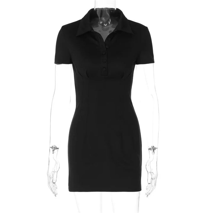 Tailored Mini Dress with Polo Collar - Patrisia