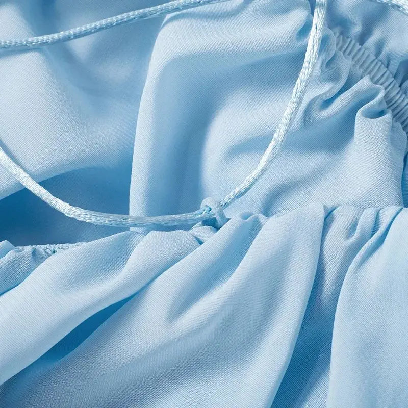Ruffled Chiffon Mini Dress with Back Ties - Tulum
