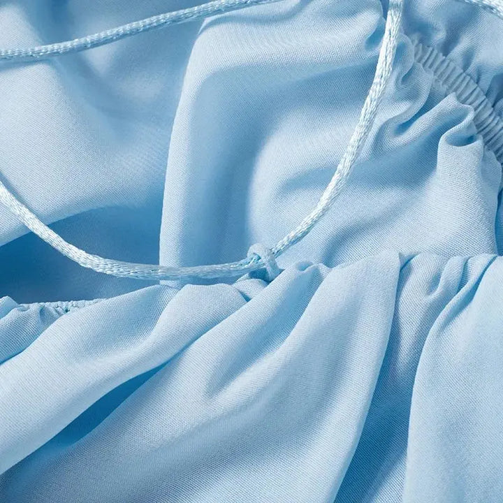Ruffled Chiffon Mini Dress with Back Ties - Tulum