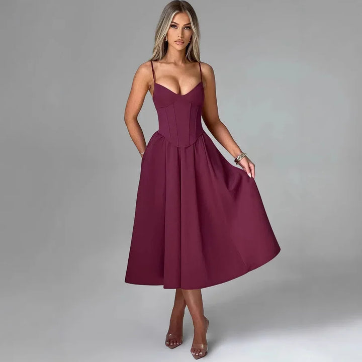 Midi Dress with A-Line and Classic Design - Nataly