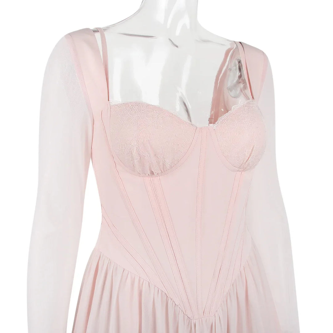 Chiffon mini dress with corset design - ROSIE