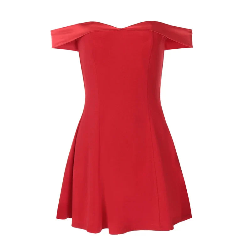 A-Line Mini Dress with Off-Shoulder Satin Straps - Natalia