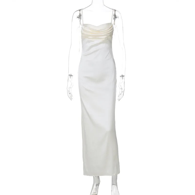 Elegant Satin Maxi Evening Dress - Karin