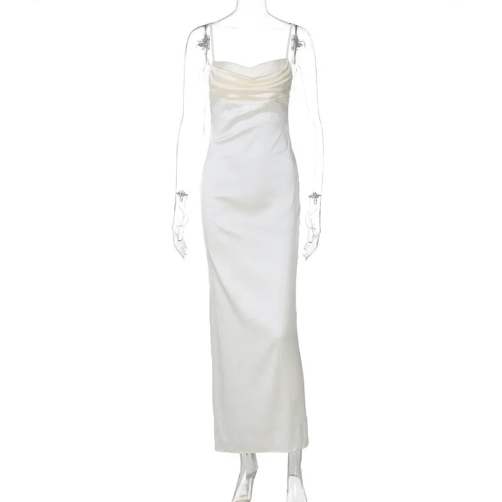 Elegant Satin Maxi Evening Dress - Karin