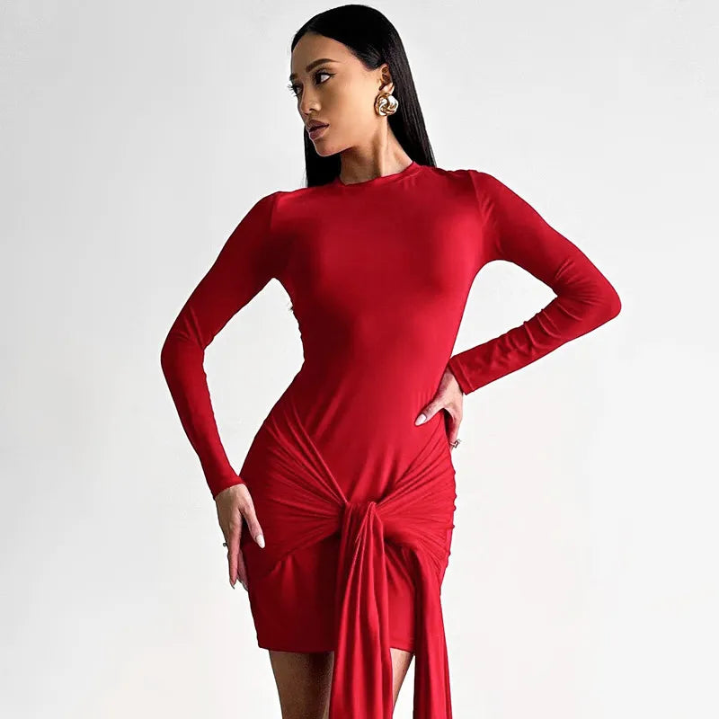 Mini dress with tie design and ruffles - Orna