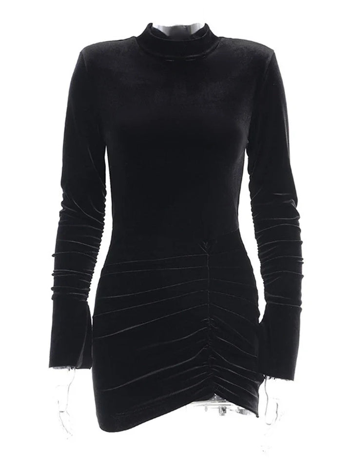 Velvet Golf Mini Dress with Ruching Detail - Julia