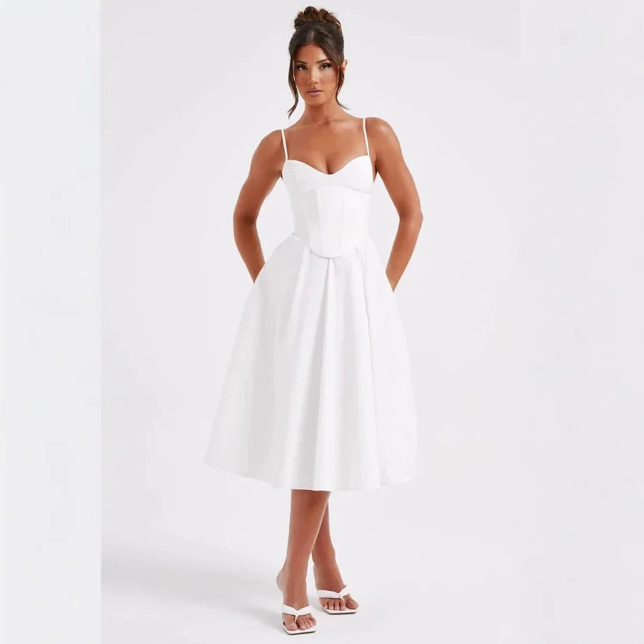 Midi Dress with A-Line and Classic Design - Nataly