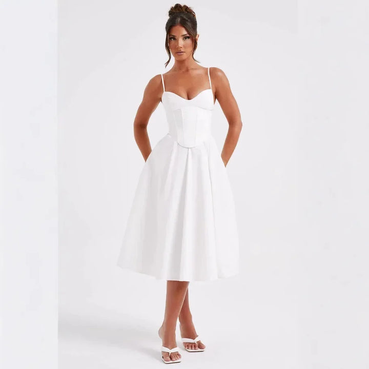 Midi Dress with A-Line and Classic Design - Nataly
