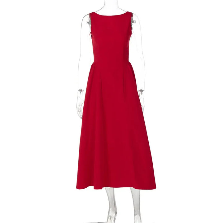 Midi open back dress in A-line cut - Heidi