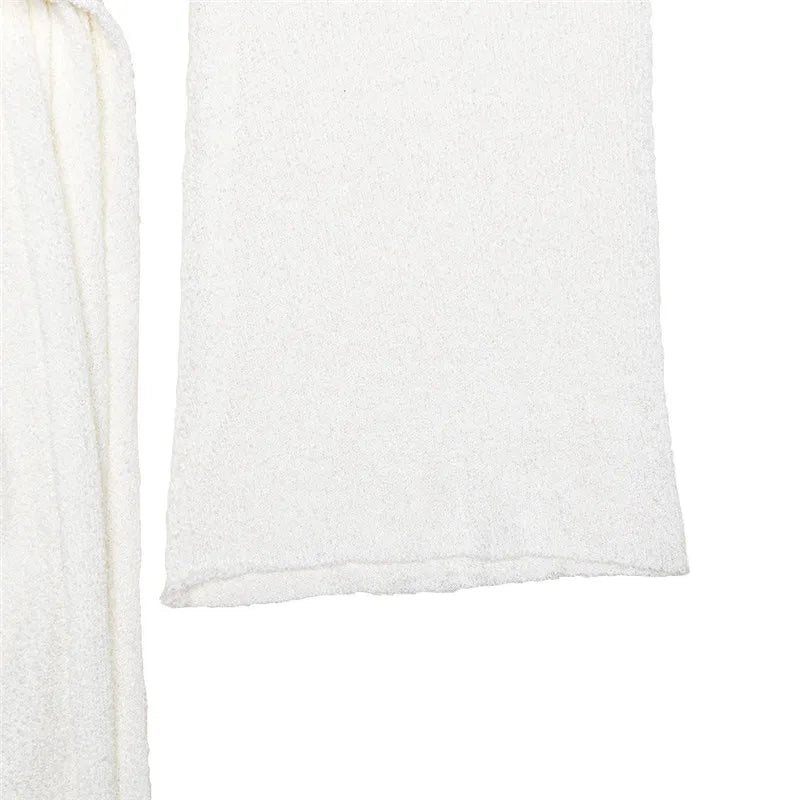 Knitted mini dress with flower and train design and open back - Malia