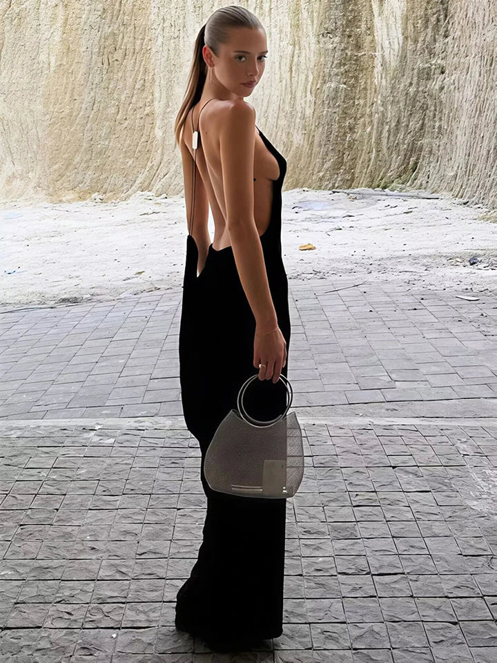 Knitted maxi dress with an open back - Louis