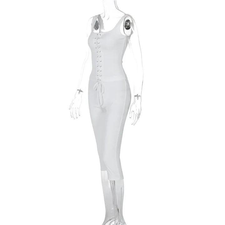 Two-piece set tie top and three-quarter leggings - Nadia