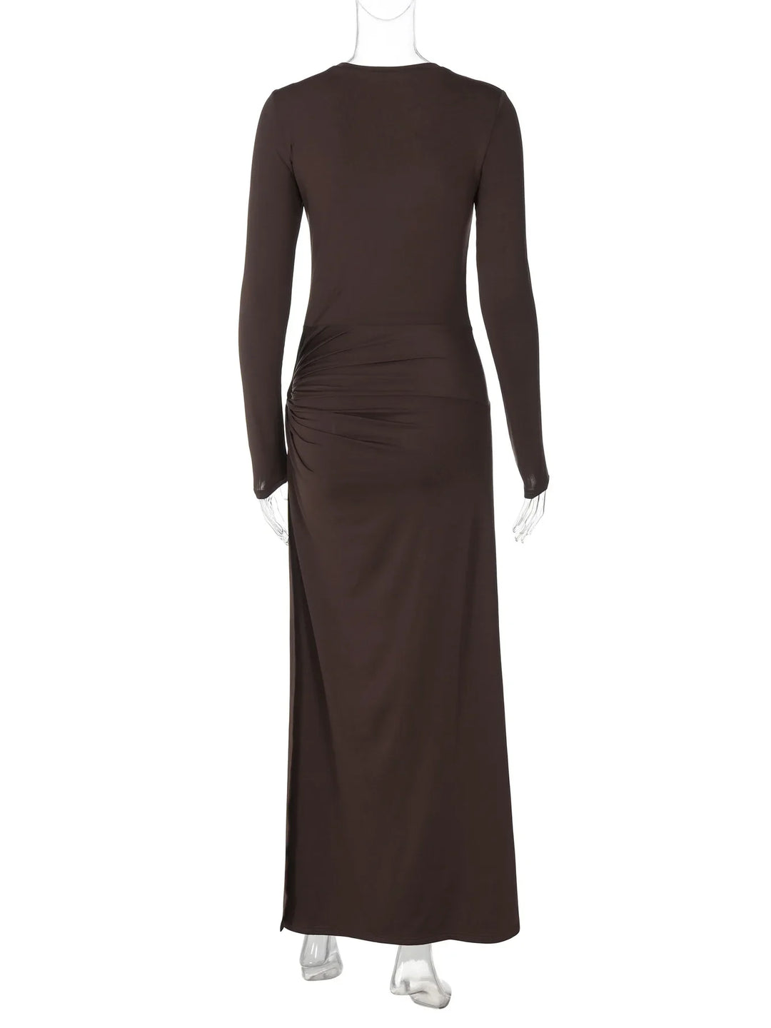 Maxi Dress with Ruching and Deep Slit - Diane