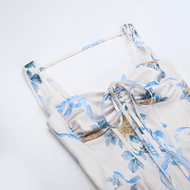 Elegant floral print midi A-line dress - Florine