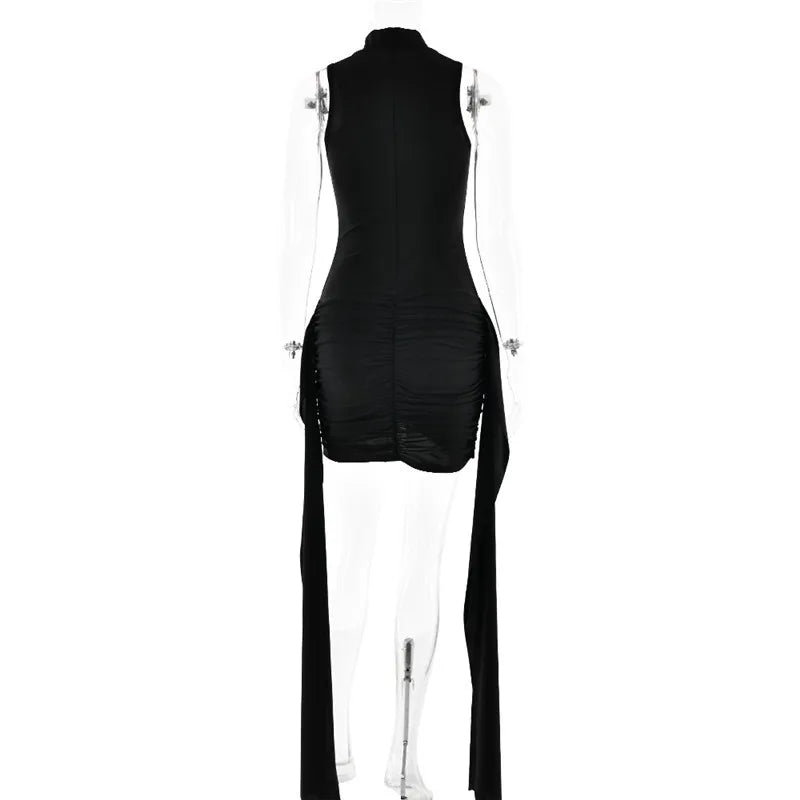 Mini Dress with Ruching and Ruffle Details - ANNA
