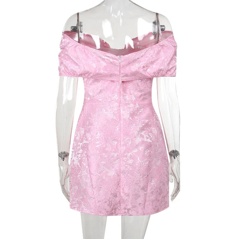 A-line mini dress with bow design and floral embroidery detail - Lenora