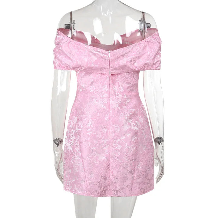 A-line mini dress with bow design and floral embroidery detail - Lenora