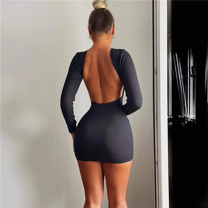 Fitted mini dress with open back - Malika