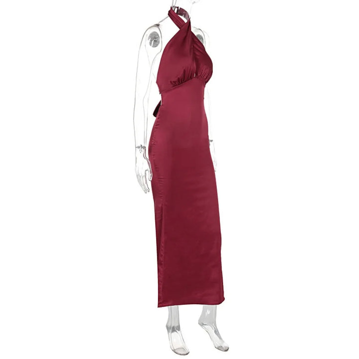 Elegant Maxi Dress with Cross Design and Open Back - Rachel