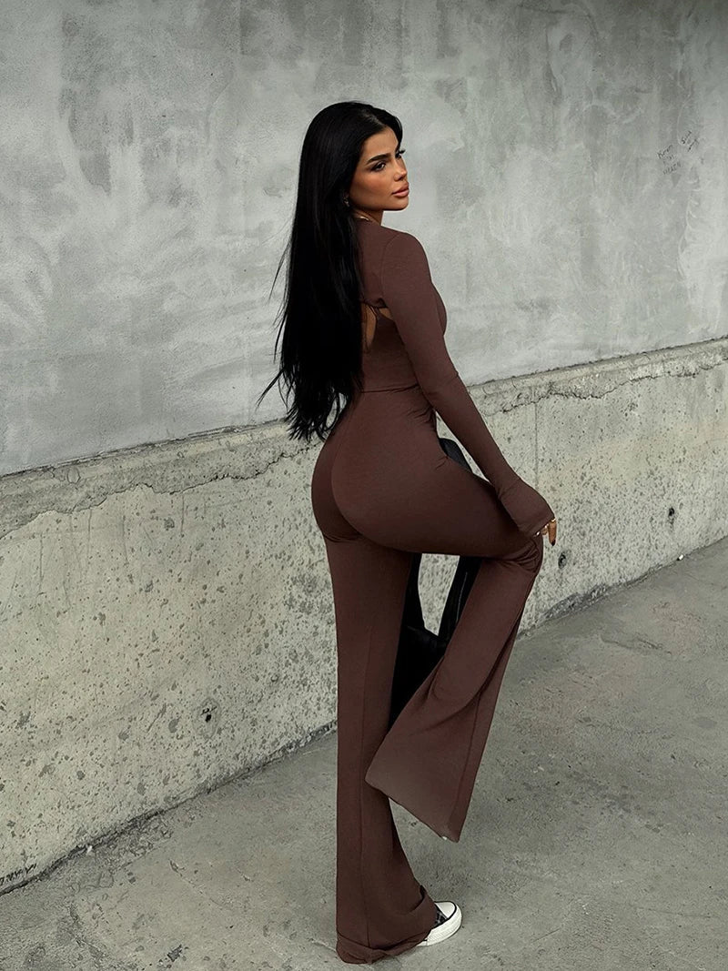 Pedal Pusher Jumpsuit with Shaping Fabric and Overlay Design - Vini