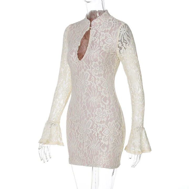 Mini lace dress with button closure - Aiden